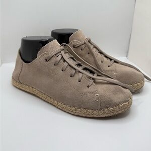TOMS Women’s Lena Suede Espadrille Lace up Sneakers Light Taupe Sz 8